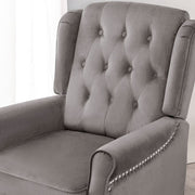 Ascot Studded Wingback Velvet Recliner Chair In Grey