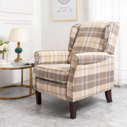 Ascot Wingback Fabric Recliner Chair In Brown Tartan - Furniture Maxi