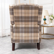 Ascot Wingback Fabric Recliner Chair In Brown Tartan - Furniture Maxi