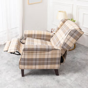 Ascot Wingback Fabric Recliner Chair In Brown Tartan - Furniture Maxi