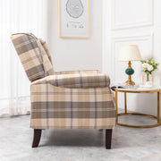 Ascot Wingback Fabric Recliner Chair In Brown Tartan - Furniture Maxi