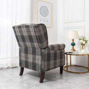 Ascot Wingback Fabric Recliner Chair In Grey Tartan - Furniture Maxi