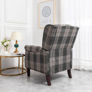 Ascot Wingback Fabric Recliner Chair In Grey Tartan - Furniture Maxi