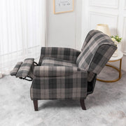 Ascot Wingback Fabric Recliner Chair In Grey Tartan - Furniture Maxi