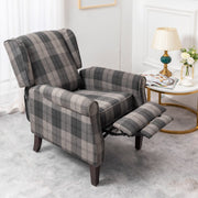 Ascot Wingback Fabric Recliner Chair In Grey Tartan - Furniture Maxi