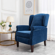 Ascot Wingback Velvet Recliner Chair In Blue - Furniture Maxi