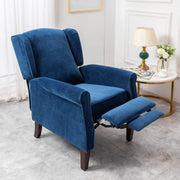 Ascot Wingback Velvet Recliner Chair In Blue - Furniture Maxi