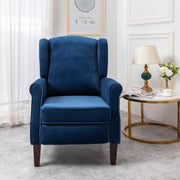 Ascot Wingback Velvet Recliner Chair In Blue - Furniture Maxi