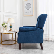 Ascot Wingback Velvet Recliner Chair In Blue - Furniture Maxi