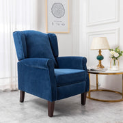 Ascot Wingback Velvet Recliner Chair In Blue - Furniture Maxi