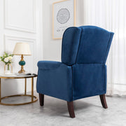 Ascot Wingback Velvet Recliner Chair In Blue - Furniture Maxi