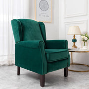 Ascot Wingback Velvet Recliner Chair In Green - Furniture Maxi