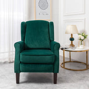 Ascot Wingback Velvet Recliner Chair In Green - Furniture Maxi