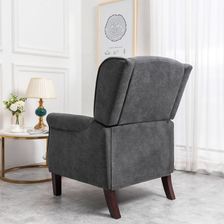 Ascot Wingback Velvet Recliner Chair In Grey - Furniture Maxi