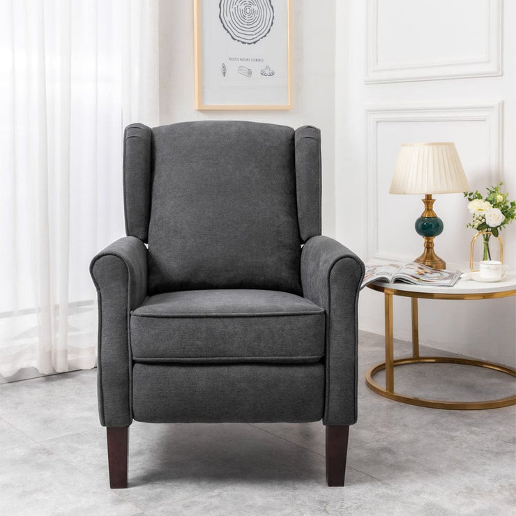 Ascot Wingback Velvet Recliner Chair In Grey - Furniture Maxi