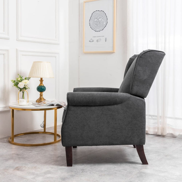Ascot Wingback Velvet Recliner Chair In Grey - Furniture Maxi