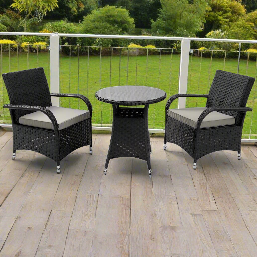 Aura 2 Seater Armchair Bistro Set Garden Rattan Set with Raincover