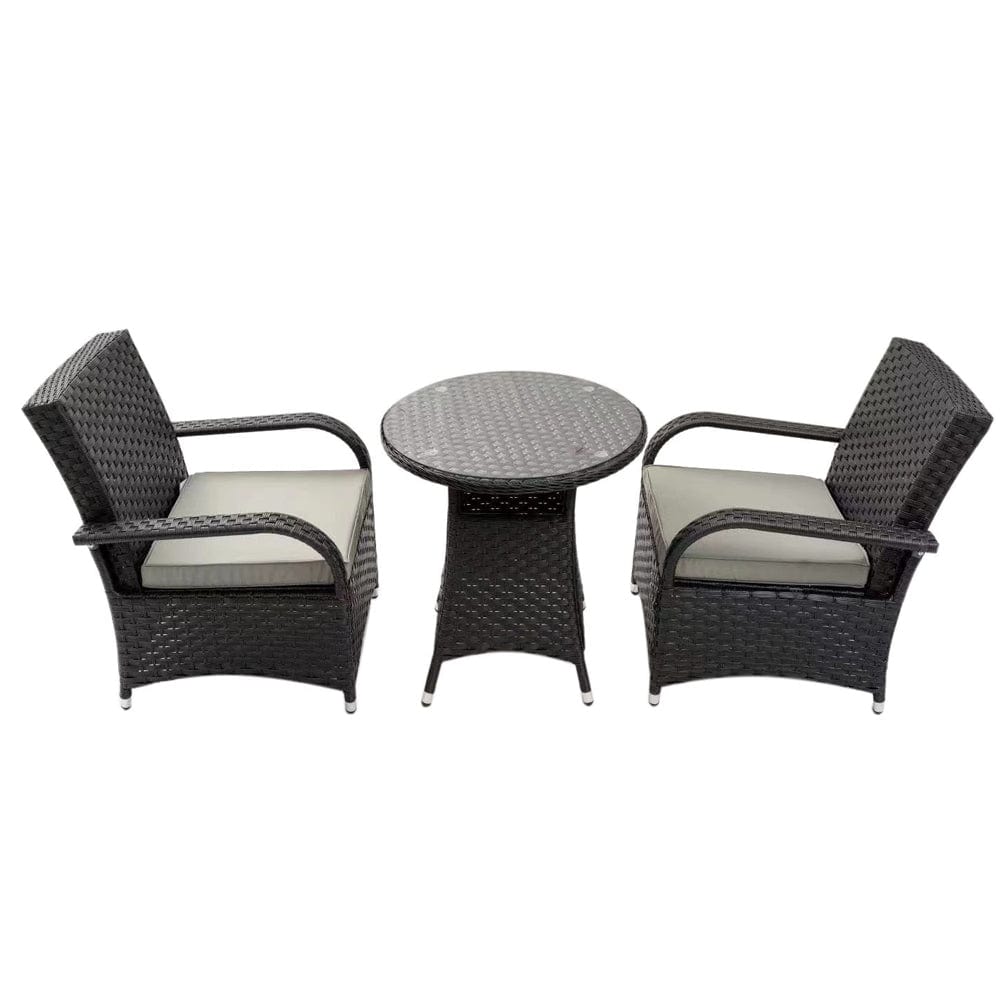 Aura 2 Seater Armchair Bistro Set Garden Rattan Set with Raincover