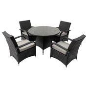 Aura 4 Seater Round Dining Table Set Rattan Garden Set with Raincover