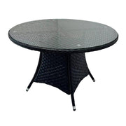 Aura 4 Seater Round Dining Table Set Rattan Garden Set with Raincover