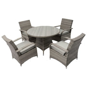 Aura 4 Seater Round Dining Table Set Rattan Garden Set with Raincover