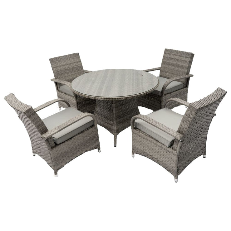 Aura 4 Seater Round Dining Table Set Rattan Garden Set with Raincover