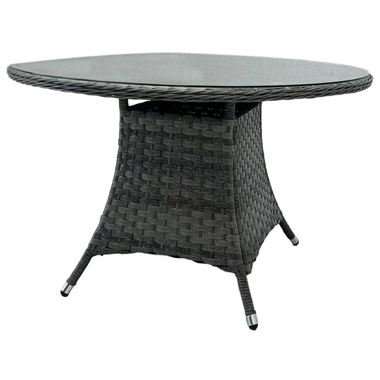 Aura 4 Seater Round Dining Table Set Rattan Garden Set with Raincover