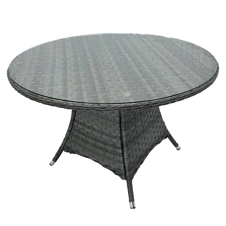 Aura 4 Seater Round Dining Table Set Rattan Garden Set with Raincover