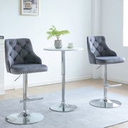 Set Of 2 Avers Velvet Height Adjustable Bar Stools in Grey