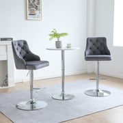 Set Of 2 Avers Velvet Height Adjustable Bar Stools in Grey