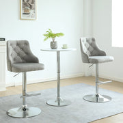 Set Of 2 Avers Velvet Height Adjustable Bar Stools in Light Grey