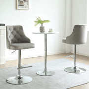 Set Of 2 Avers Velvet Height Adjustable Bar Stools in Light Grey