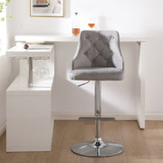 Set Of 2 Avers Velvet Height Adjustable Bar Stools in Light Grey