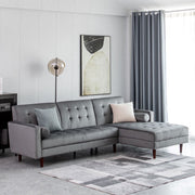 Avery Chaise End Velvet Corner Sofa In Grey