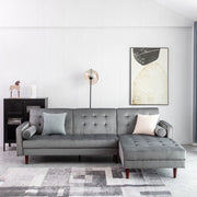 Avery Chaise End Velvet Corner Sofa In Grey