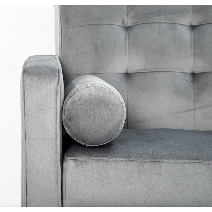 Avery Chaise End Velvet Corner Sofa In Grey