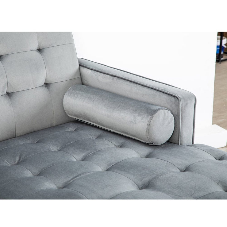Avery Chaise End Velvet Corner Sofa In Grey