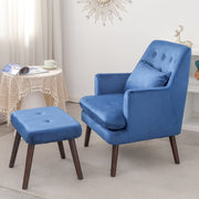 Avery Velvet Accent Armchair with Footstool