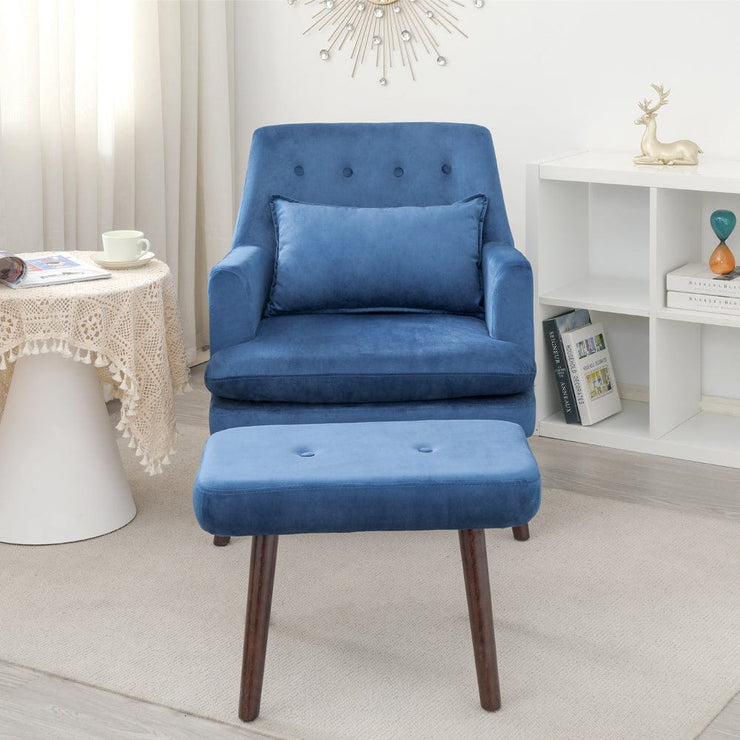 Avery Velvet Accent Armchair with Footstool