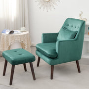 Avery Velvet Accent Armchair with Footstool