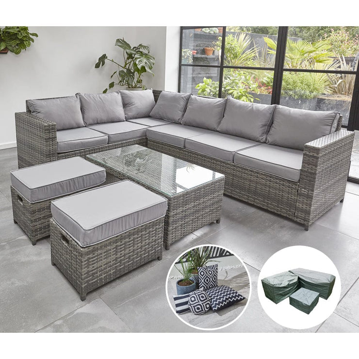 Barcelona Grey Modular 8 Seater Rattan Corner Sofa Set