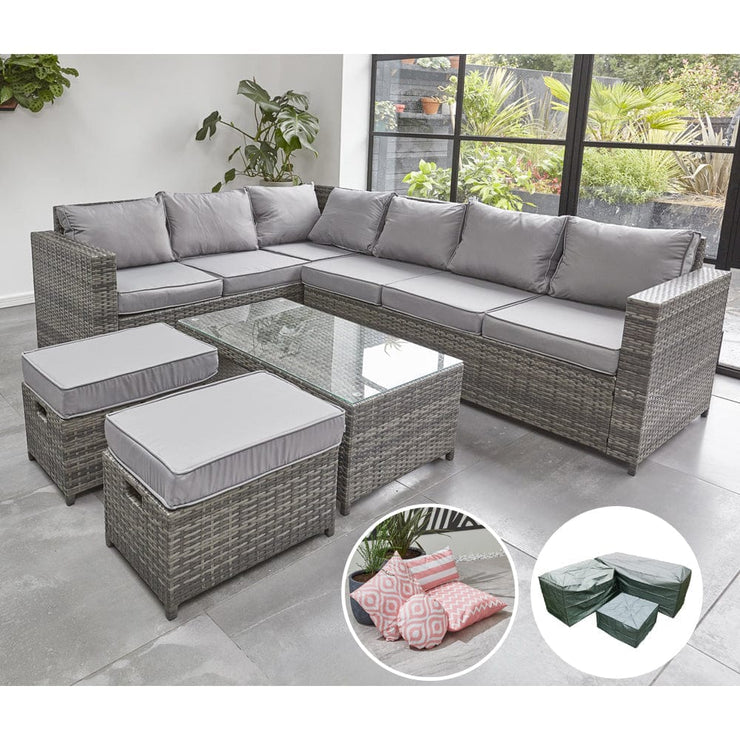 Barcelona Grey Modular 8 Seater Rattan Corner Sofa Set