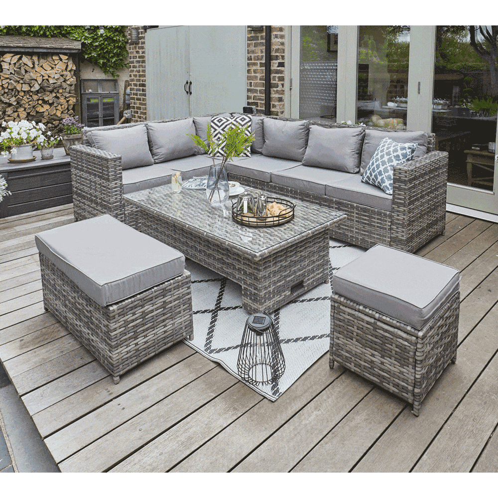 Grey garden dining top set