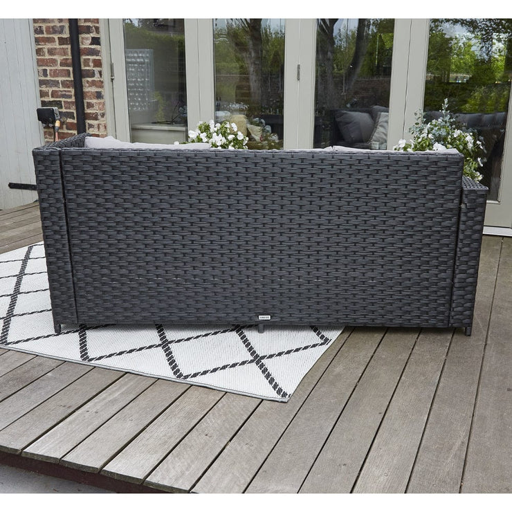 Barcelona 9 Seater Rattan Garden Dining Set with Rising Table In Black