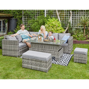 Barcelona 9 Seater Rattan Garden Dining Set with Rising Table In Grey