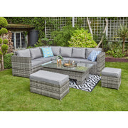 Barcelona 9 Seater Rattan Garden Dining Set with Rising Table In Grey