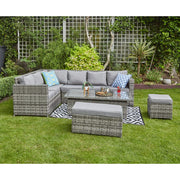 Barcelona 9 Seater Rattan Garden Dining Set with Rising Table In Grey