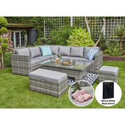 Barcelona 9 Seater Rattan Garden Dining Set with Rising Table In Grey