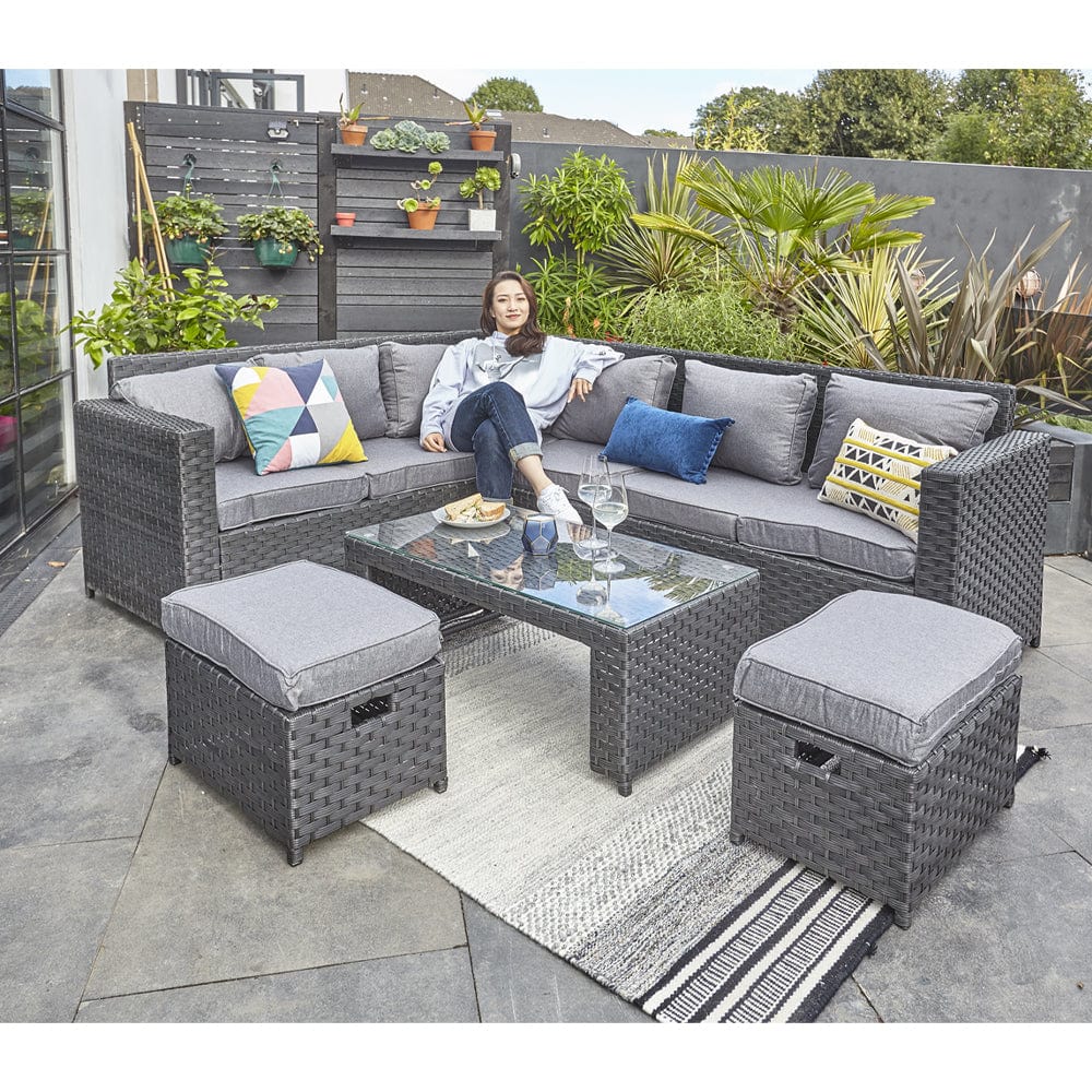 Barcelona Black Modular 8 Seater Rattan Corner Sofa Set, Garden Furniture, Furniture Maxi, Furniture Maxi