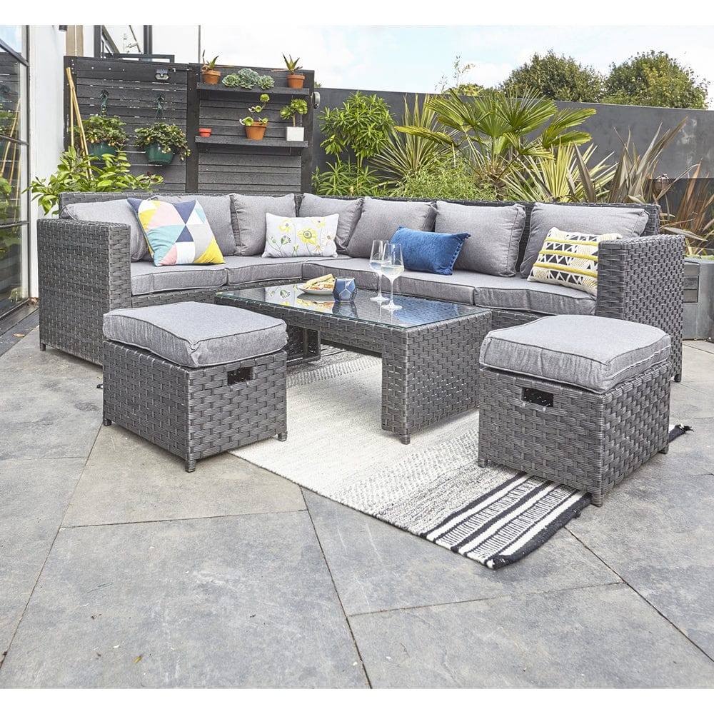 Barcelona Black Modular 8 Seater Rattan Corner Sofa Set, Garden Furniture, Furniture Maxi, Furniture Maxi